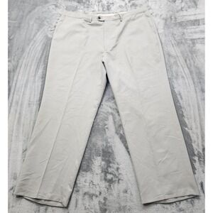 Haggar‎ Pants Mens 42x28.5* Beige Khaki Flat Front Polyester Straight Leg Office